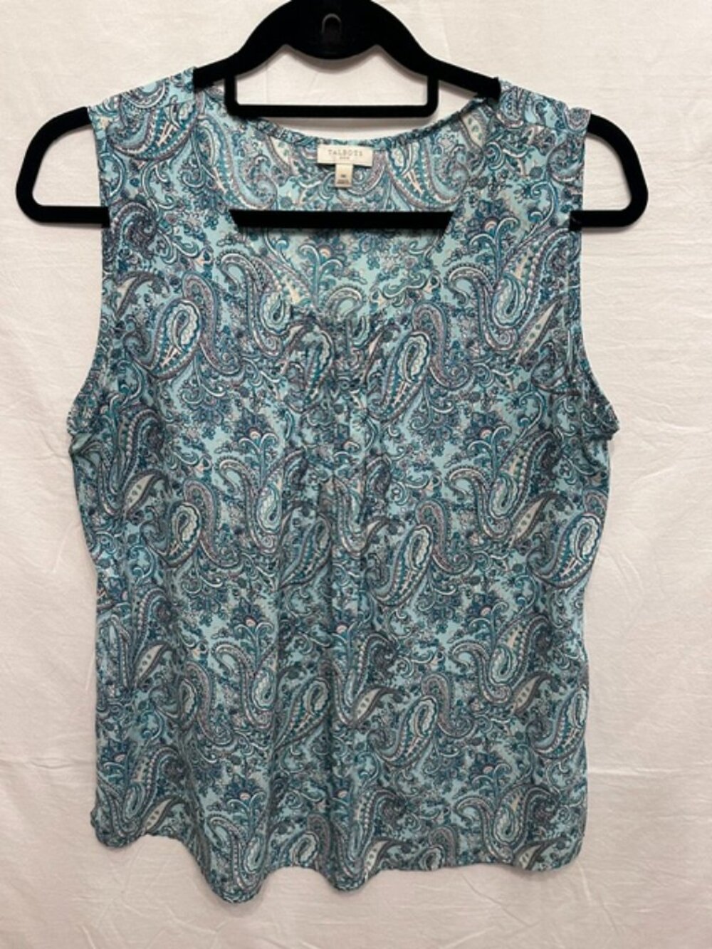 Talbots Women's Medium Blue Paisley Sleeveless Blouse Lightweight Career Top